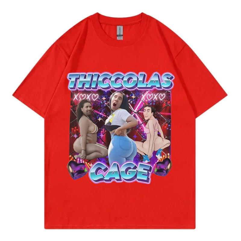 

Thiccolas Cage Funny Meme T Shirt High Street Fashion Trend Short Sleeve Tshirt Men Women Clothing Harajuku Y2k Street Tshirts S