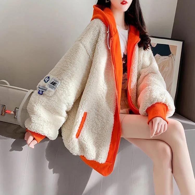 

Women s Trendy 300 Jin Oversized Jacket - Autumn/Winter Plush Lambswool Sweatshirt M (70-90 jin)