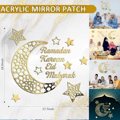 Akrylowe Islamskie Naklejki Ścienne Dekoracje Ramadan Kareem i Eid Mubarak Dekoracja