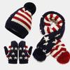 Kids Hat Scarf Glove Set 3-8 Years Old Winter Warmth Flag Thickened Cold Protection