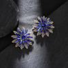 Luxury Rhinestone Flower Earrings Fashionable Exaggerated Studs Niche Design Elegant Party Jewelry For Women