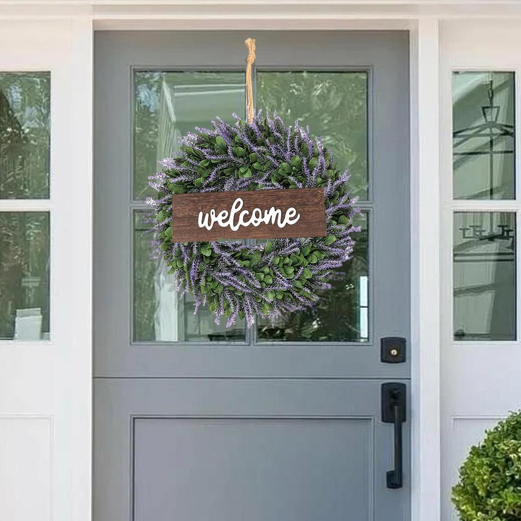 18 Inch Simulated Front Door Wreath, Handmade Realistic And Versatile Welcome Sign