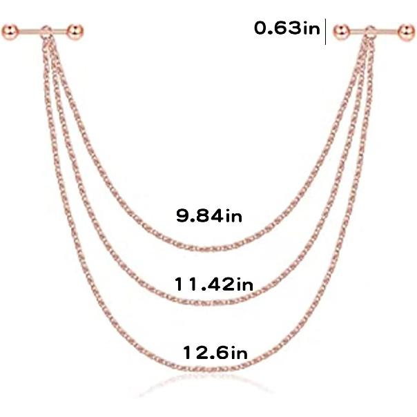 Frodete Stainless Steel Nipple Shield Body Chains Pendant Piercing Jewelry Barbell Ring Piercing Fixed Chain Pendant Women Men Jewelry