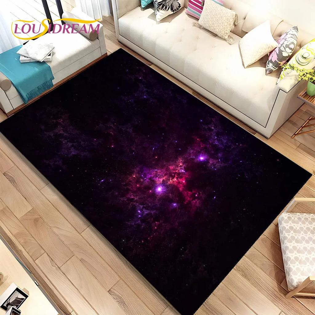Galaxy Universe Space Stars Area Rug,Carpet Rug for Home Living Room Bedroom Sofa Doormat Decor,Kids play Non-slip Floor Mat HD