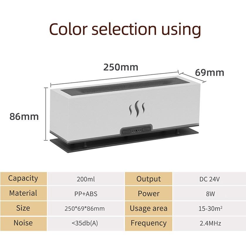 Holzmaserung Ätherischer Öl Diffusor Ultraschall Aroma Luftbefeuchter mit Blaue Flamme LED-Licht Heim Zimmer Aromatherapie Diffusor