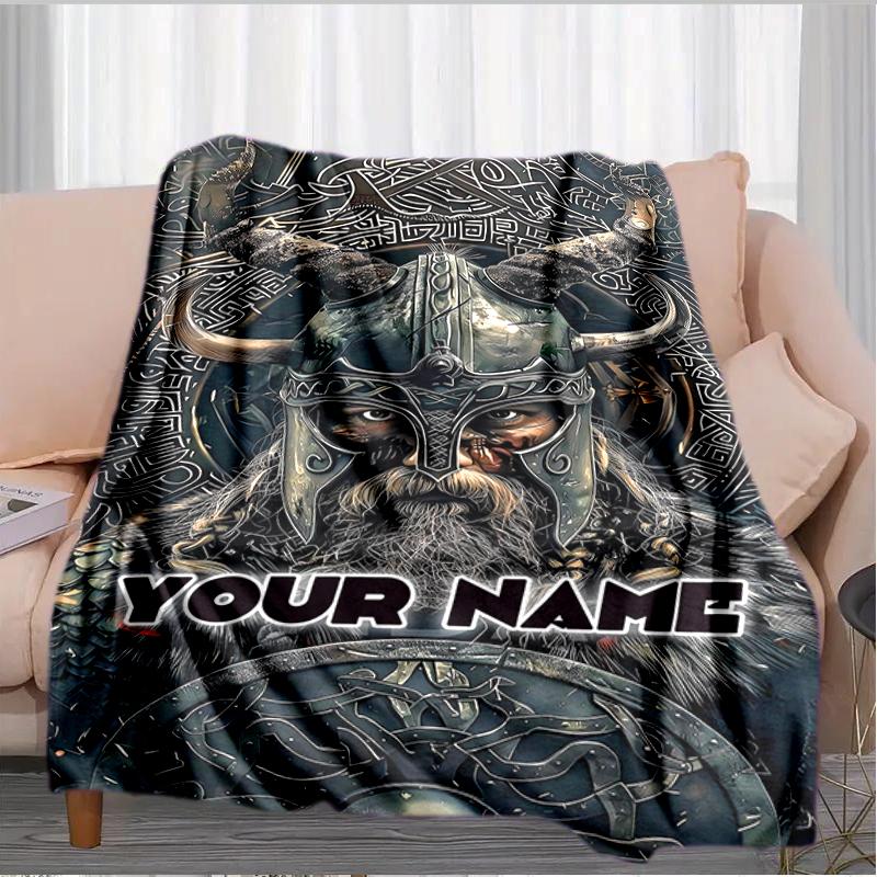 1PC Custom Name Warrior Poster flannel blanket versatile,all-season throw suitable for the living room,bedroom,camping,travel,and gift