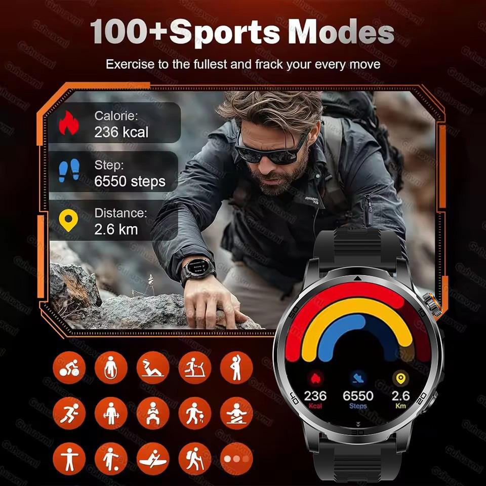 2026 T-REX 3 Military 1000mAh Large Battery Durable Adult SmartWatch Red Light Flashlight 5ATM Waterproof Sports Smart Watch Man