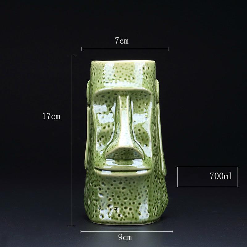 Tazza da cocktail in ceramica con totem indiano Idolo TIKI, retrò, Hawaii, bar, statua in pietra, contenitore per frullati e vino da spiaggia
