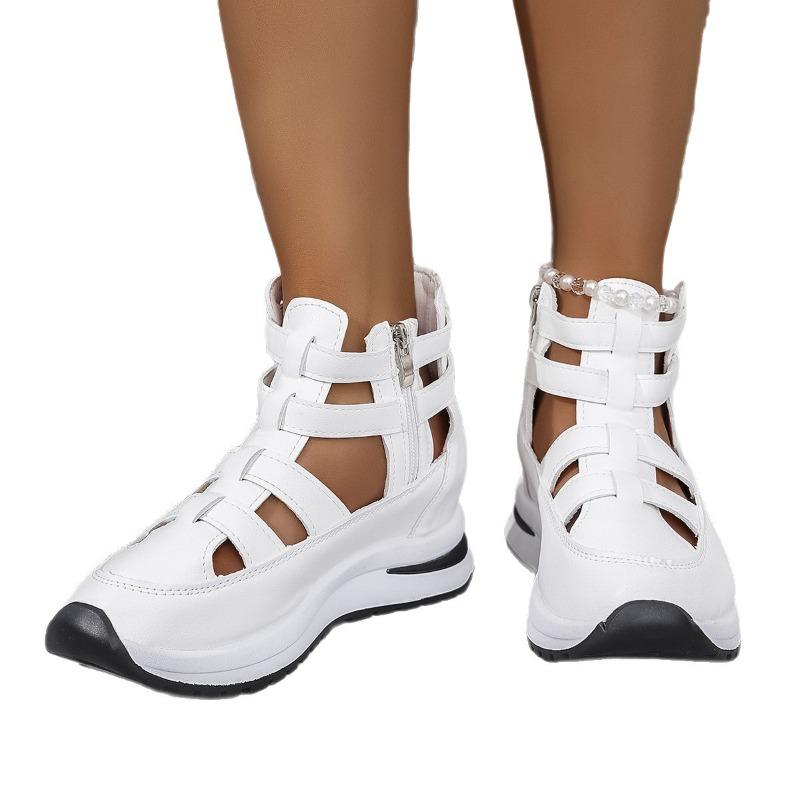 Damen Sneaker mit weitem Schnitt und Ausschnitten, Römerschuhe mit seitlichem Reißverschluss, Europäische sportliche Ballerinas im Großhandel für Damen