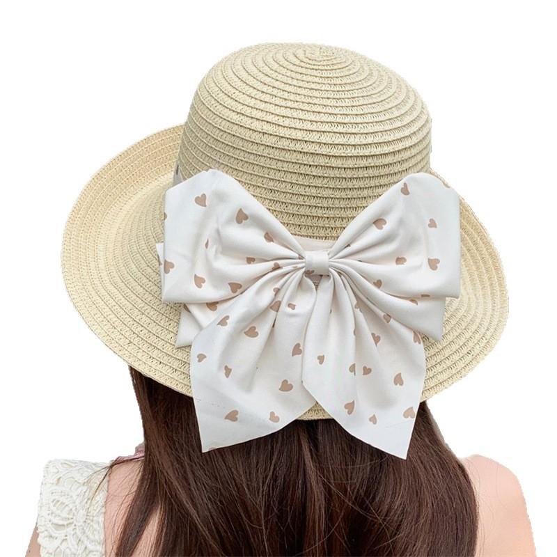 Straw Hat Women's New Summer Elegant Bow Straw Hat Seaside Beach Sunshade Sun Hat