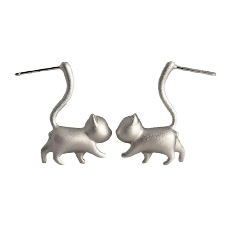 

Unique Cat Earring Minimalist Piercing Earring Daily Wear Long Tail Cat Earring 1 серебряный