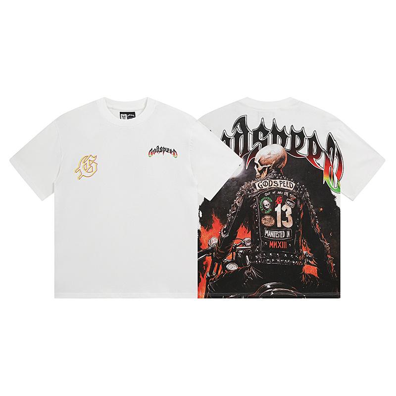 Skeleton Biker Fire Graphic Oversized Streetwear T-Shirt S