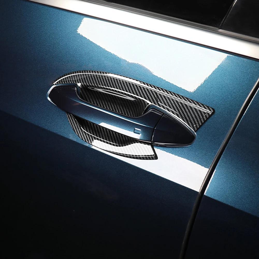 Carbon Fiber Style Black Exterior Outer Door Bowl Cover Trim For Kia Sportage NQ5 Exterior Style Decoration Accessories