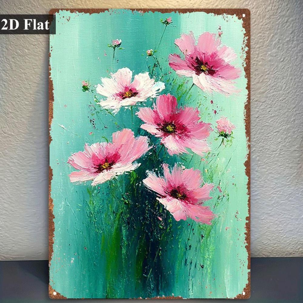 Vintage Metal Tin Sign Bird Feeding Chicks on Flowers Florist Decor For Living Room 20x30cm