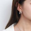 Trendy Women Asymmetric Tassel Arrow Earrings With Bling Transparent Pave Cubic Zirconia Daily Fashion Jewelry Pendant