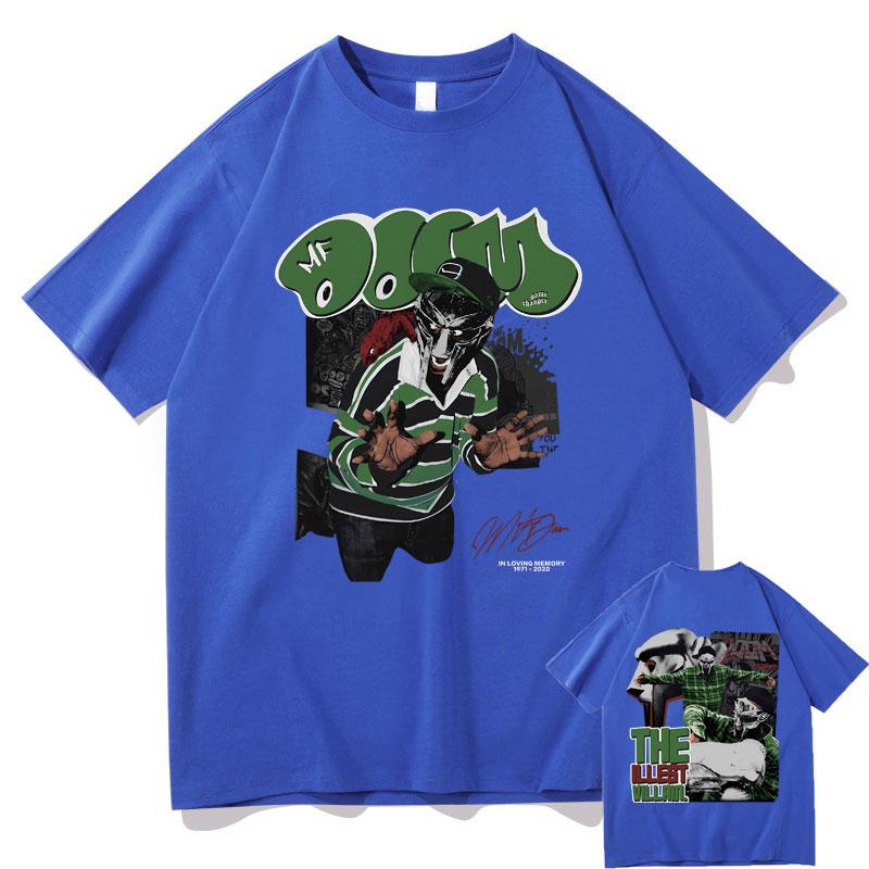 Rapper Mf Doom Madvillainy The Illest Villains Double Sided Print Tshirt Men Fashion Oversized Tshirt Male Hip Hop Trend Tees