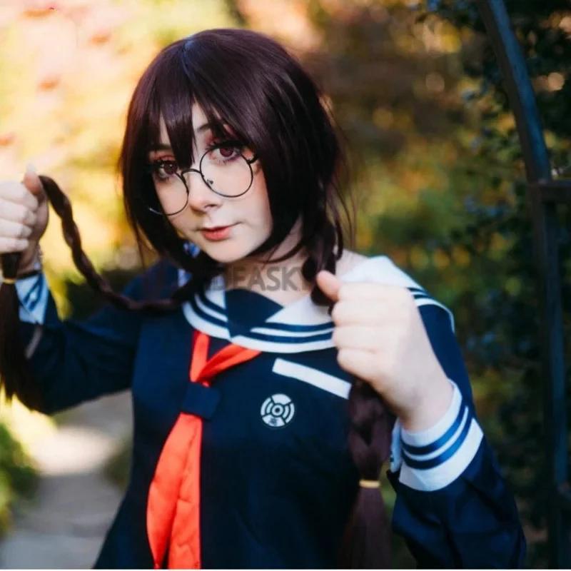 New Halloween Costume Cosplay Anime Danganronpa Dangan-Ronpa 2 Toko Fukawa School Uniform With Wig Glasses