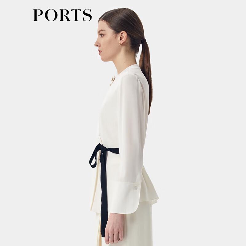 Ports Women's Elegant Scarf Collar Silk Blend Blouse