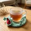 Funny Crochet Lizard Coaster, Handmade Knitted Animal Cup Mat, 3D Flip Design Drink Coaster for Desk, Cute Heat Resistant Table Protector