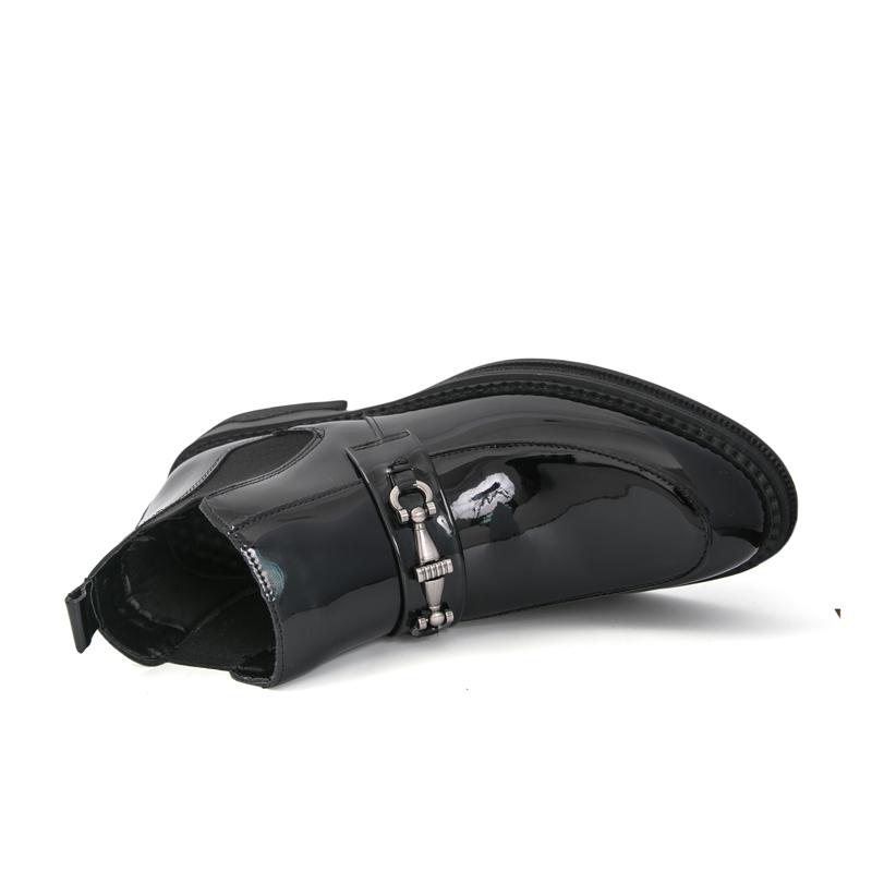 Men patent leather loafer Formal Business Ankle Boots Black Shoes High Boots Large Size
