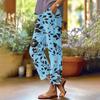 Women's Fashionable Floral Print Straight Leg Pocket Elastic Waist Casual Pants Pants