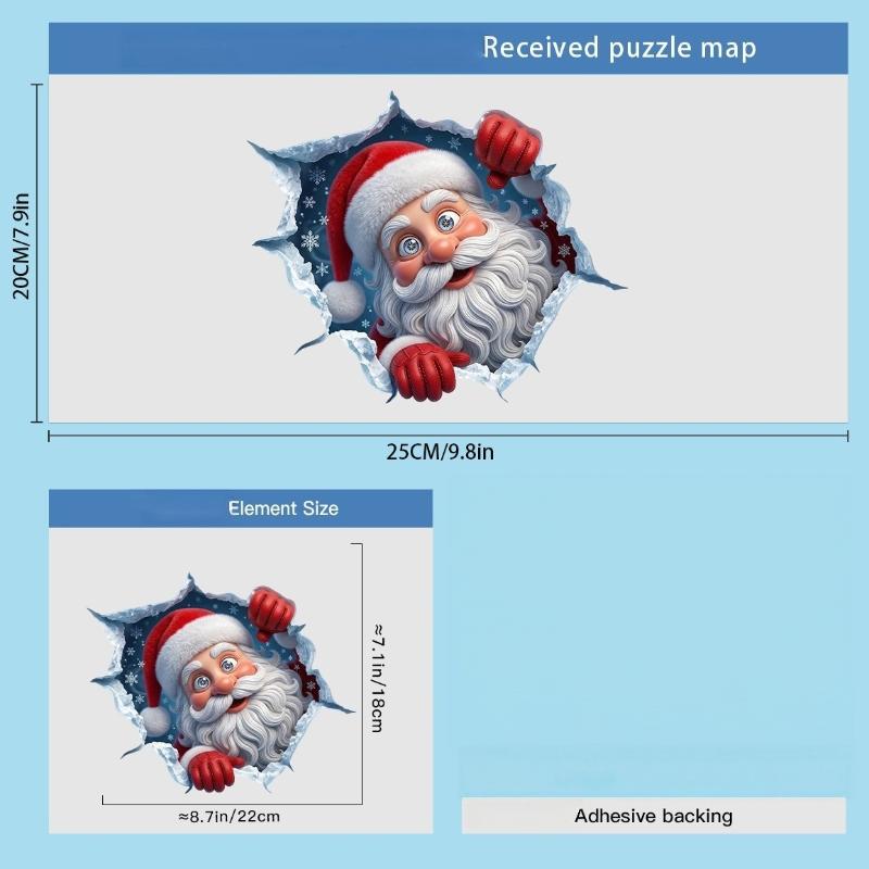 Christmas 3D Break Wall Santa Claus Wall Sticker Self Adhesive Removable 2027 Xmas Decor Bedroom Home Window Party Decor