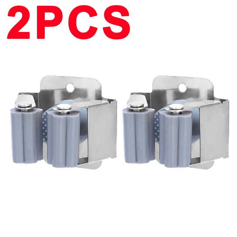 5/1Pcs Self-Adhesive Mop Holder Clips Stainless Steel Drilling Mop Broom Holder Rack With Screw Kitchen Bathroom Organizer Shelf