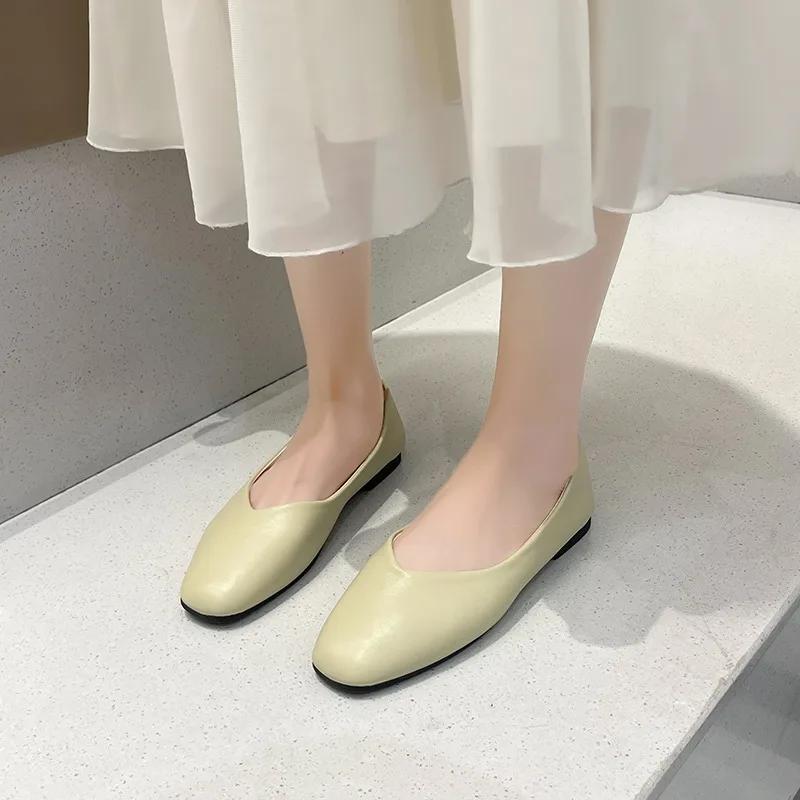 Damenschuhe  Hohe Qualität Slipper Damen Ballerinas Mode Eckige Zehenpartie Lässige flache Schuhe  Übergröße Flach Niedrige Absätze