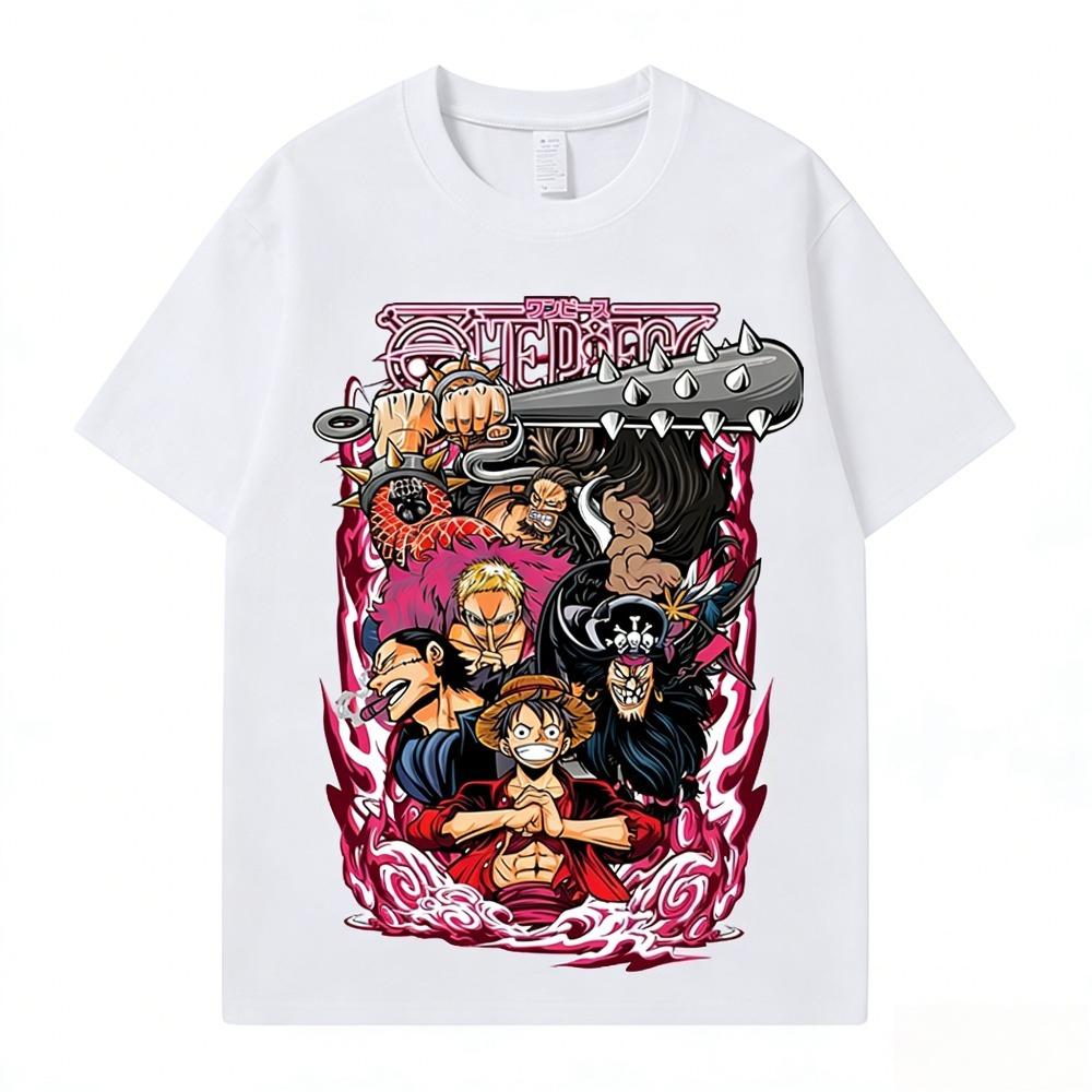 One Piece Luffy Gear 5 Nika Unisex Tshirt 2026 Summer New Popular Anime Print American Casual Family Short Sleeved Top