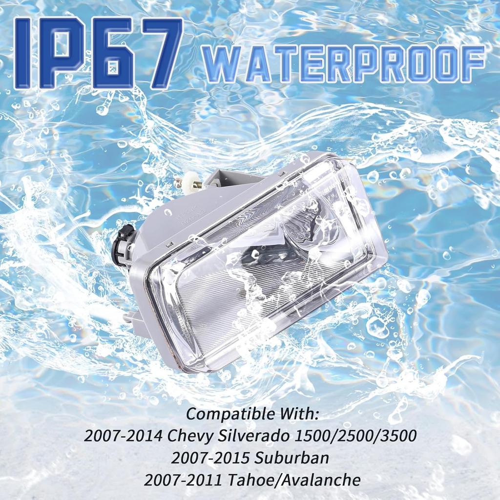 VPIMOZO Fog Lights Clear Lens Compatible With 2007 2008 2009 2010 2011 2012 2013 2014 Chevy Silverado 07-13 Avalanche/Suburban 07-15 Tahoe 2015