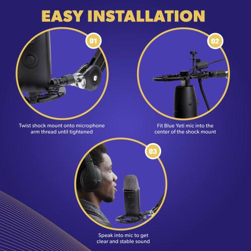 Auphonix Shock Mount for Blue Yeti and Snowball Microphones, Black