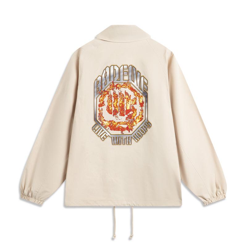 Li Ning Anti-Five Series Comfortable Casual Simple Letter Print Loose Polo Breathable Warm Jacket Men Jacket White AFDV731-4