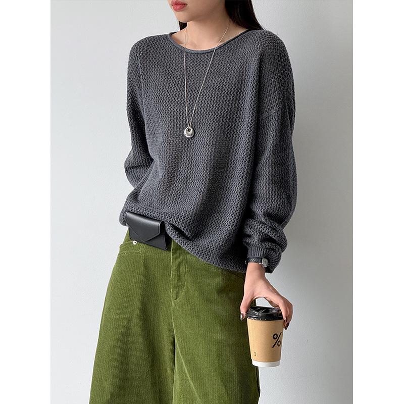 Autumn Korean Fluffy Women's Sweater - Soft, Loose, Round Neck Knit in Lazy Fashion Style