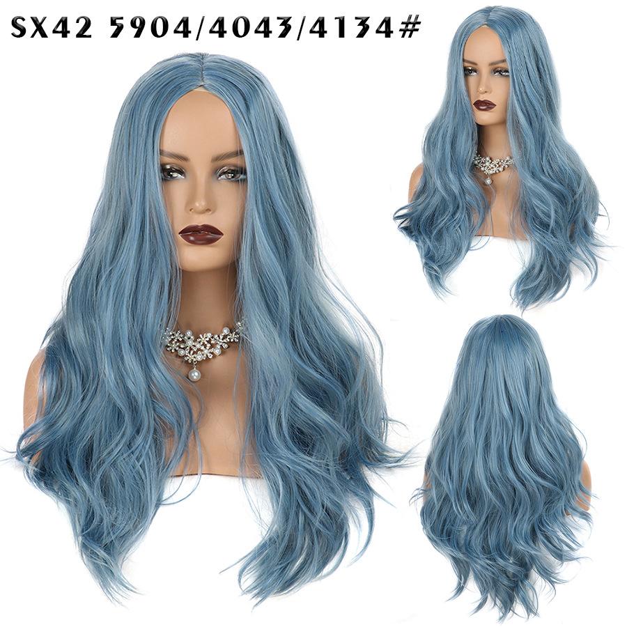 LISI HAIR Dámská módní dlouhá vlnitá paruka bez ofiny, přírodní vodní vlna, paruka ze syntetických vláken pro ženy