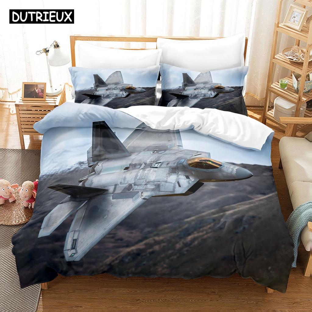 3D Jet Fighter Battle Plane  F-22 Bedding Sets Duvet Cover Set With Pillowcase Twin Full Queen King Bedclothes Bed Linen