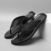 Flip-flops Summer Toe Flat Bottom Embossed Leather Cool Slippers Outdoor Leisure Beach