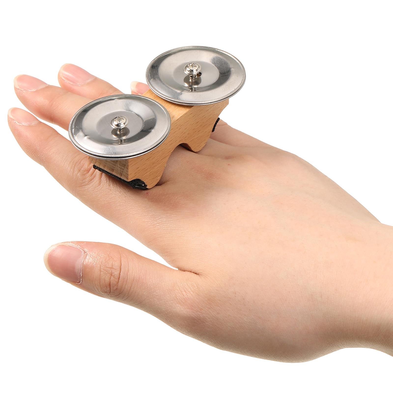 Solid Wood Metal Mini Finger Cymbals Handheld Percussion Instrument Musical Instrument Accessories for African Drums Conga Drums China Mainland