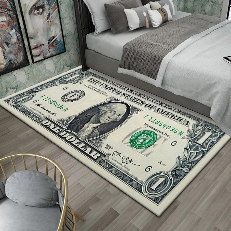 Creative Dollar Money Print Large Carpet Rug for Home Living Room Bedroom Doormat Decor Play Area Rug Carpet Non-slip Floor Mat