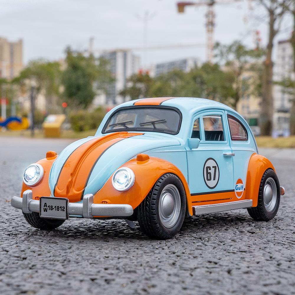 1:18 1955 Beetle Classic Car Model Alloy Simulation Diecast Metal Car Sound Light Collection Toy Gift