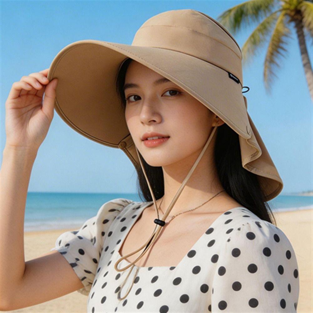 Foldable Sunscreen Cap Breathable Ponytail Hat New Shawl Cap  Summer
