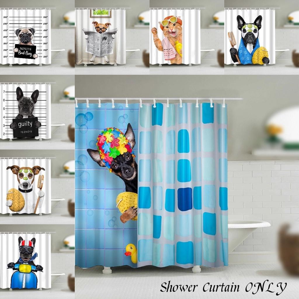 Niedlicher Tier-Duschvorhang für Hunde und Katzen Wasserdicht und Langlebig