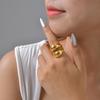 Double-layer Curved Opening Ring for Women,Gold Color Stainless Steel High Quality Rings,Fashion Jewelry Gifts
