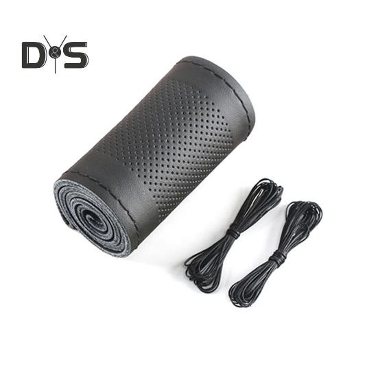 

Ручное шитье 38 см, чехол на руль автомобиля, противоскользящая искусственная кожа, четыре сезона, универсальный грузовик, внедорожник, защита на руль, салон автомобиля чёрный