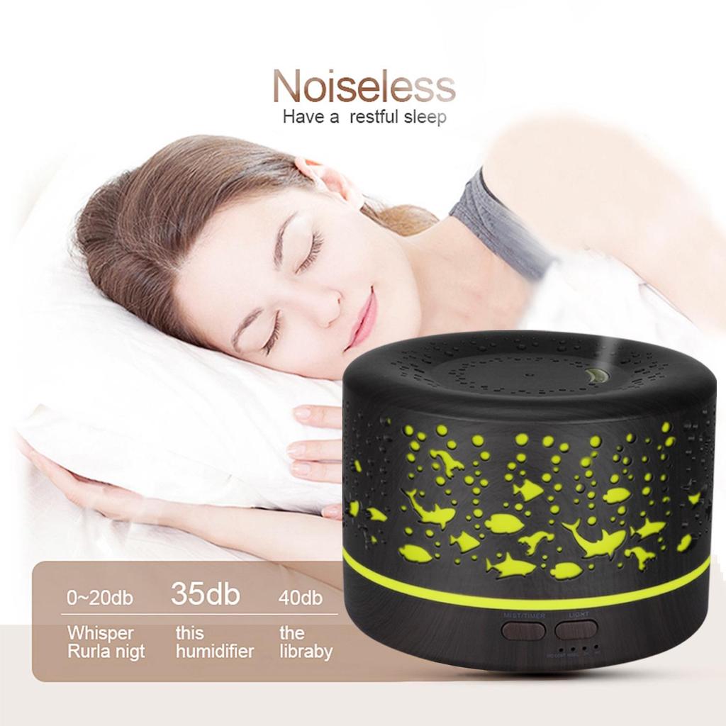 Smart Remote-Controlled Wood Grain Ocean Fish Aroma Diffuser & Humidifier