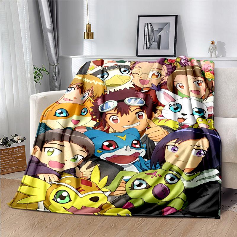 Di-gimon Cartoon Anime Throws Blanket Kids Super Soft Cute Blankt for Travel Couch Picnic Sofa Bed Flannel Blanket Birthday Gift