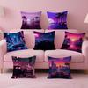 Neon Night City Landscape S Cyberpunk Car Cushion Cover X Polyester Sofa Cushions Throw Pillow Home Decoration Pillowcover