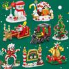 Non-Toxic 8In1 Christmas Santa Claus Sled House Model Building Block Diy Elk Snowman Bricks Ornament Toys For Children Adult Gift
