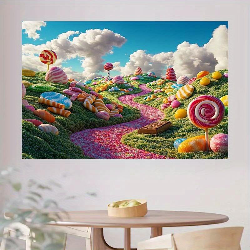 Candy Wonderland Party Background Cloth - Candy Mountain Theme with Lollipops  No Need for Electricity  Holiday Decoration