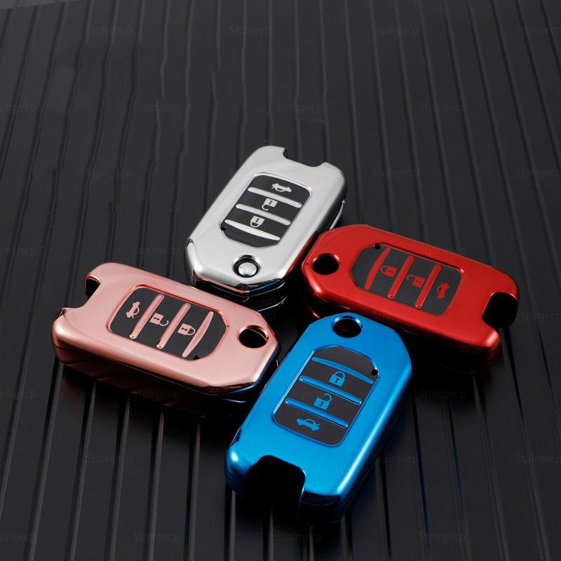 Plating TPU Car Key Case Shell Cover Fob For Honda Civic HRV CRV XRV CR-V Crider Odyssey Pilot Fit Accord Protector Accessories