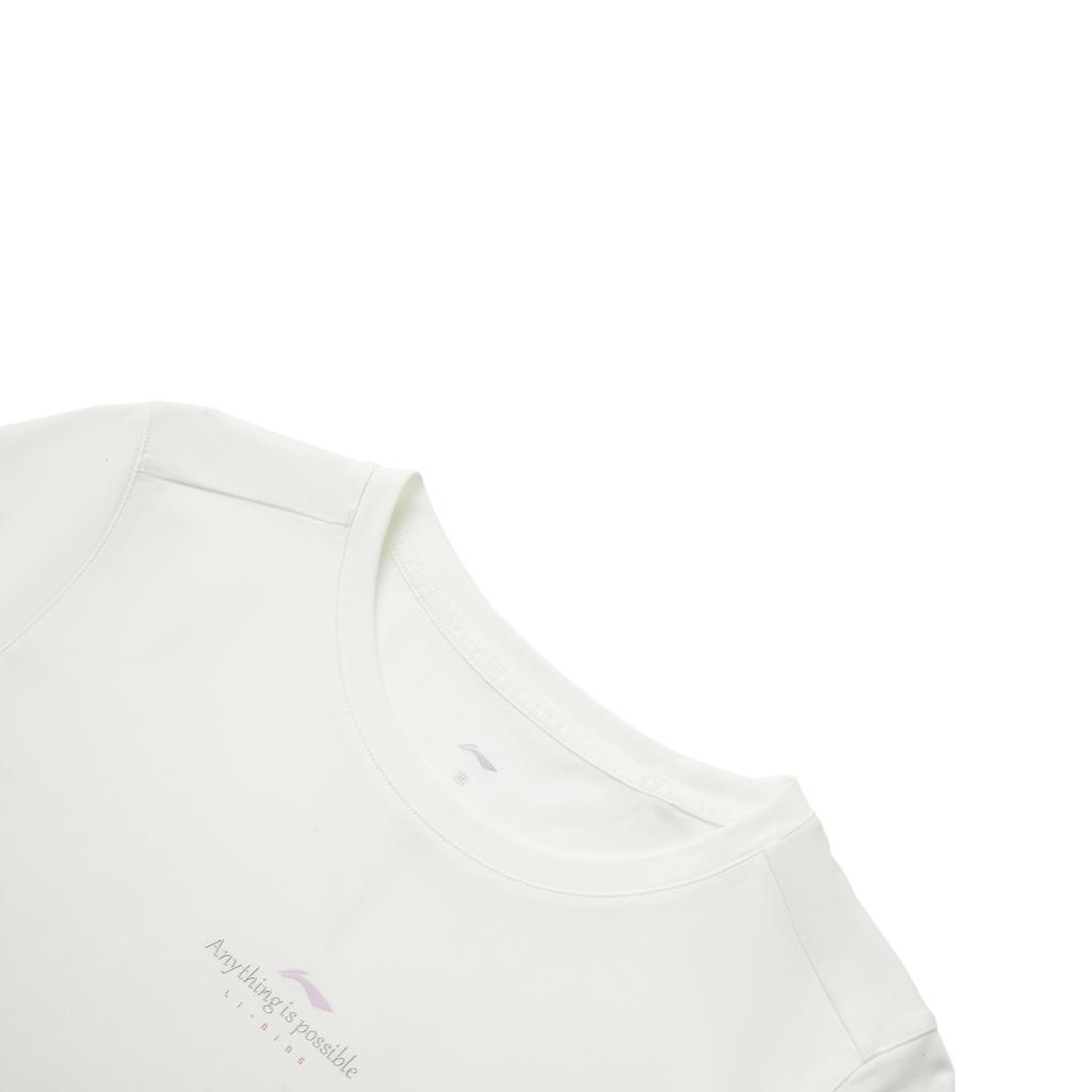 Li Ning Fitness Series Sports Casual Minimalist Cool Air Cooling T-Shirt Round Neck Pullover Solid Color Short Sleeve Women T-Shirt ATSV346-4